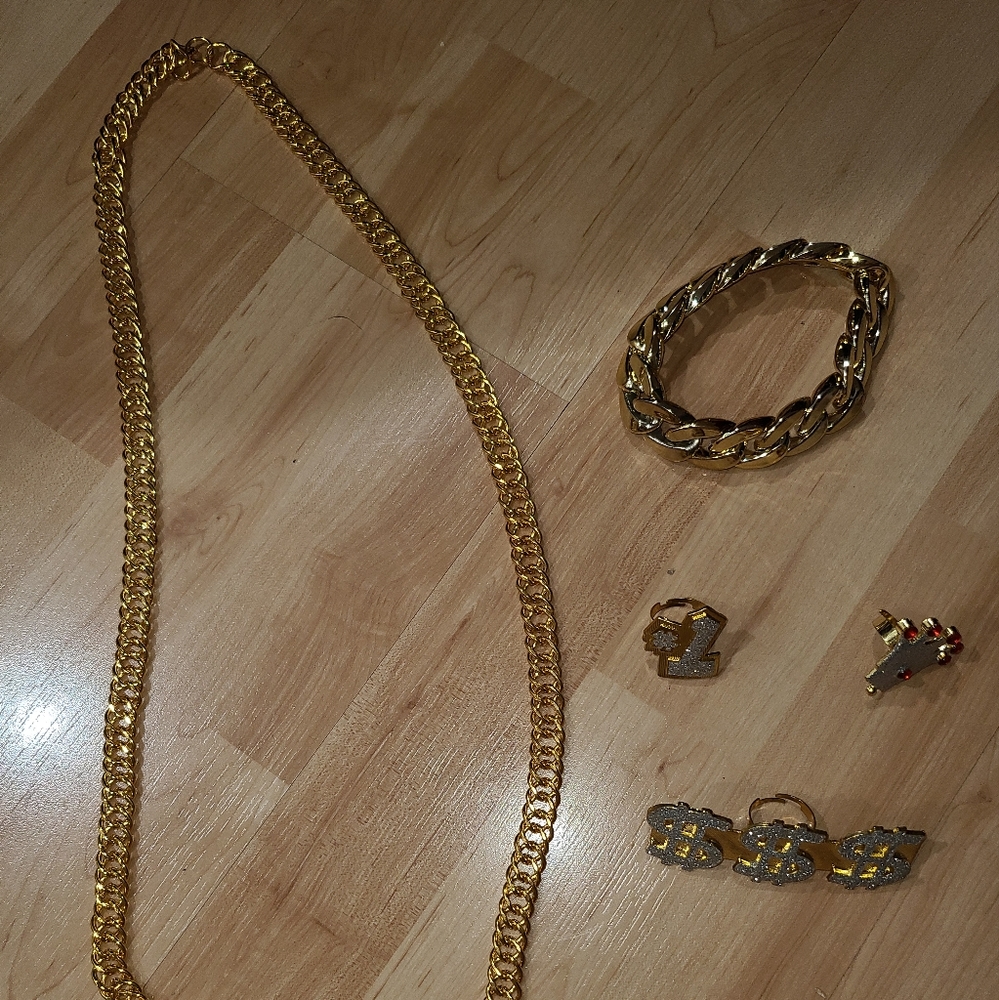 Halloween necklace, bracelet, 3 rings